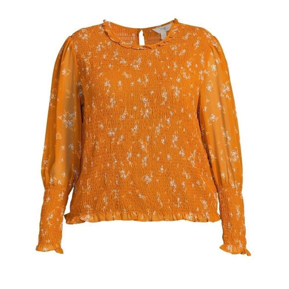 Terra & Sky Tops - Women’s Plus Size Smocked Long Sleeves Blouse Top
